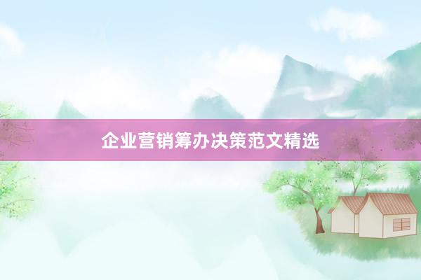 企业营销筹办决策范文精选